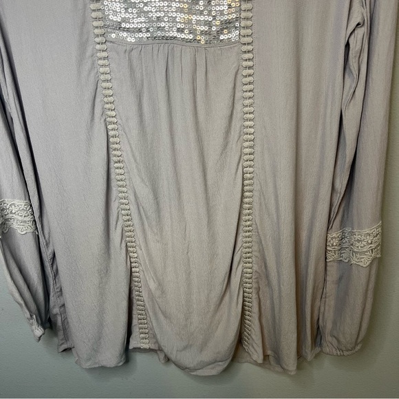 NEW Chico's Womens Sequin Shine Sparkle Henley Tunic Sz L Gray Rayon Flowy - Picture 4 of 12